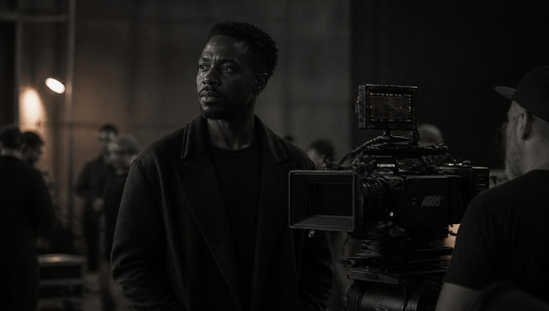 Rock Mitchell directing a cinematic production on set